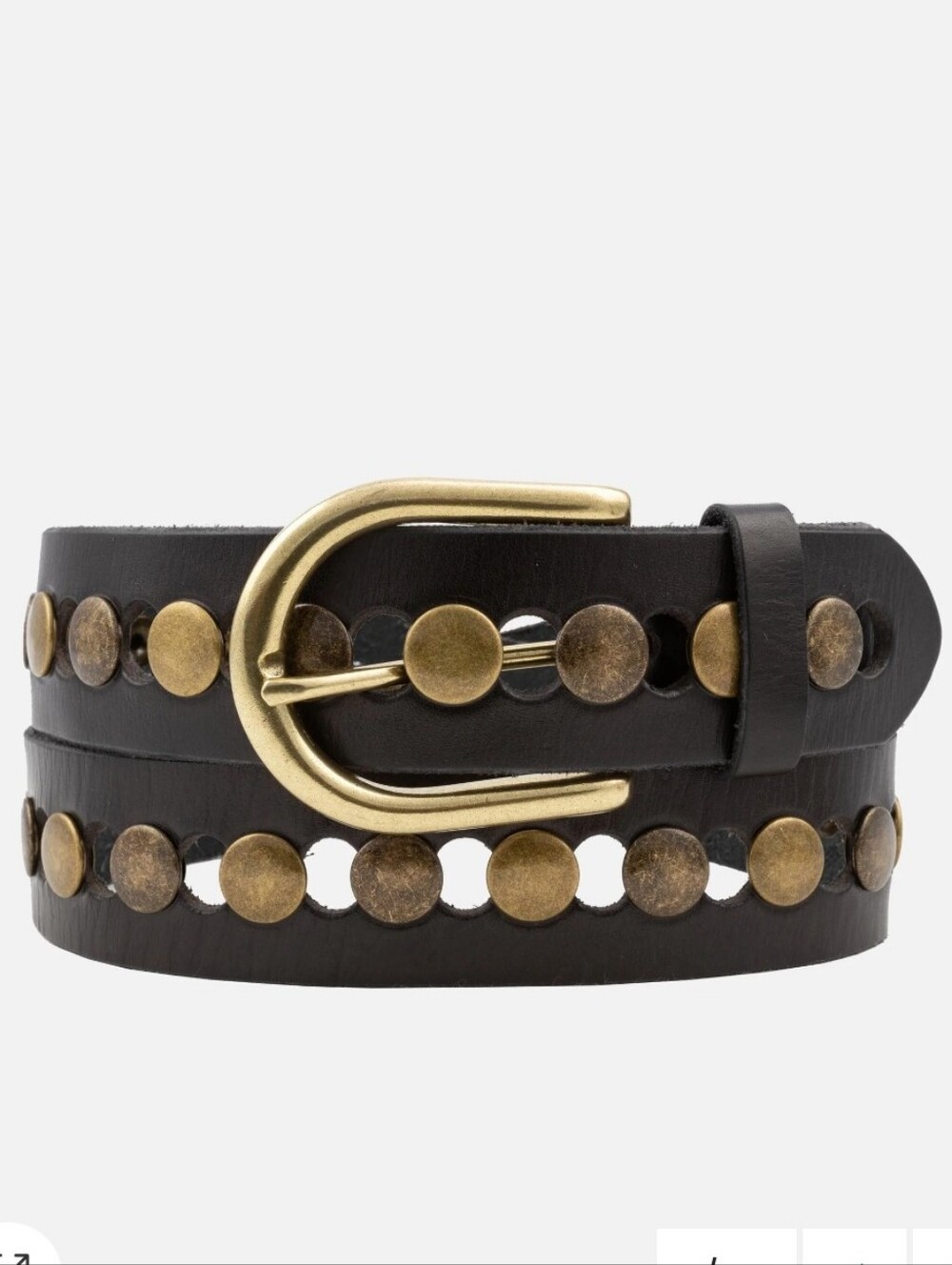 Amsterdam Heritage Jasmyn Black Leather Gold Studded Western Belt Size 90/L